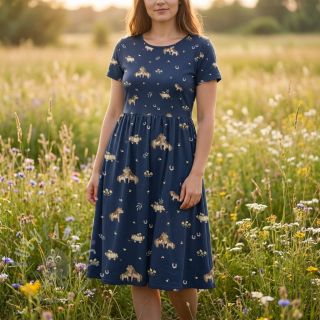 Bombažna tkanina Ponny navy digital print