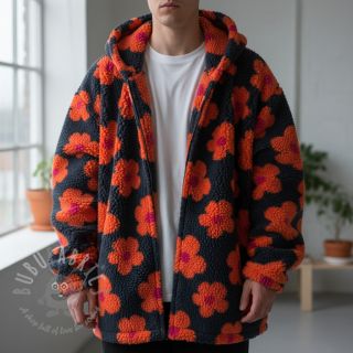 Plaščevina TEDDY JACQUARD Flowers navy