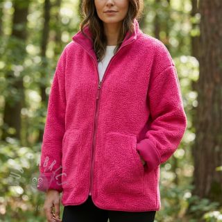 Fleece TEDDY DOUBLE SIDED pink neon