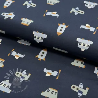 Bombažna tkanina Vehicles navy