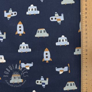 Bombažna tkanina Vehicles navy
