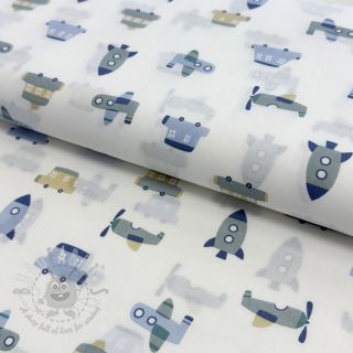 Bombažna tkanina Vehicles white