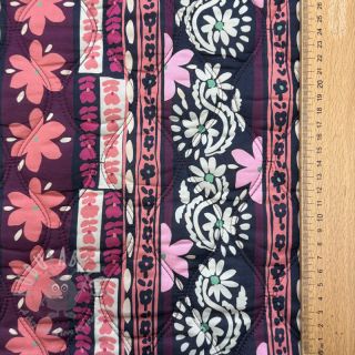 Bombažna tkanina VOILE STEPPED Daria flower aubergine digital print