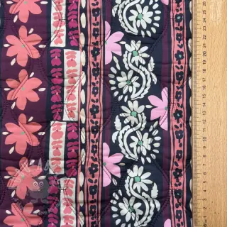 Bombažna tkanina VOILE STEPPED Daria flower aubergine digital print