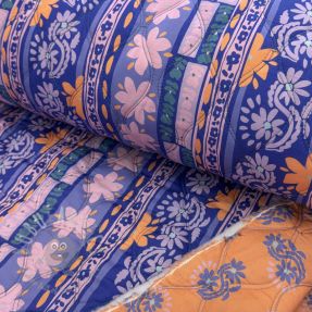 Bombažna tkanina VOILE STEPPED Daria flower purple digital print