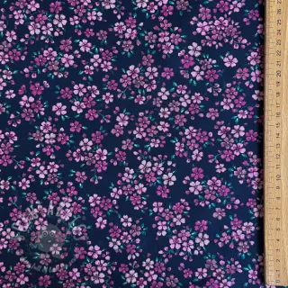 Bombažna tkanina Simie flowers navy digital print