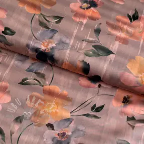 Bombažna tkanina SATIN Penny flower peach digital print