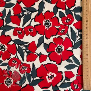 Bombažna tkanina SATIN Flower Kala offwhite