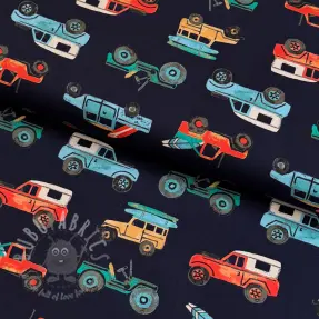 Bombažna tkanina Cars navy digital print