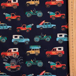 Bombažna tkanina Cars navy digital print