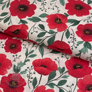 Bombažna tkanina Poppy offwhite digital print
