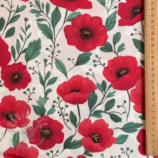 Bombažna tkanina Poppy offwhite digital print