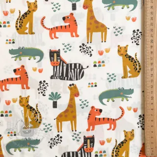 Bombažna tkanina Safari time offwhite digital print