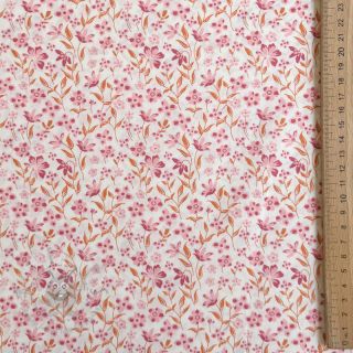 Bombažna tkanina Fine flowers pink