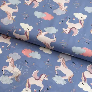 Bombažna tkanina Unicorns love blue