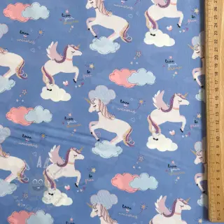 Bombažna tkanina Unicorns love blue