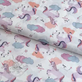 Bombažna tkanina Unicorns love white