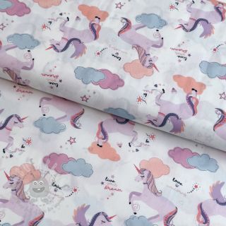 Bombažna tkanina Unicorns love white