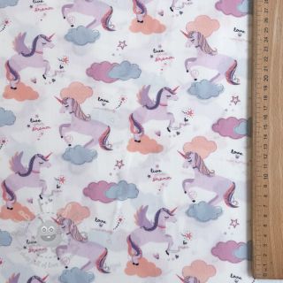Bombažna tkanina Unicorns love white