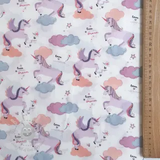 Bombažna tkanina Unicorns love white