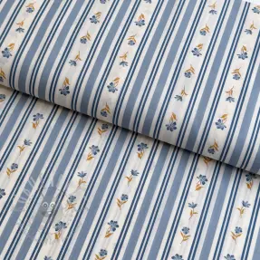 Bombažna tkanina Fine flowers STRIPE blue