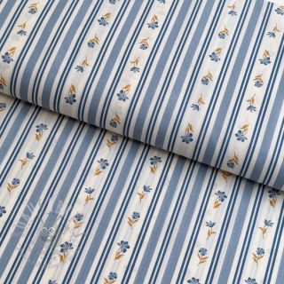 Bombažna tkanina Fine flowers STRIPE blue