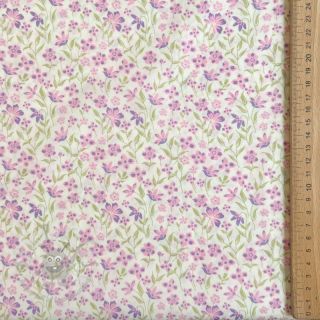 Bombažna tkanina Fine flowers purple