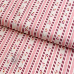 Bombažna tkanina Fine flowers STRIPE pink