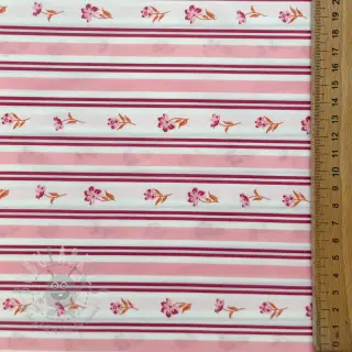 Bombažna tkanina Fine flowers STRIPE pink