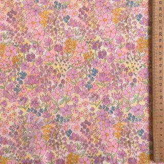 Bombažna tkanina VOILE Small hayppy flowers digital print