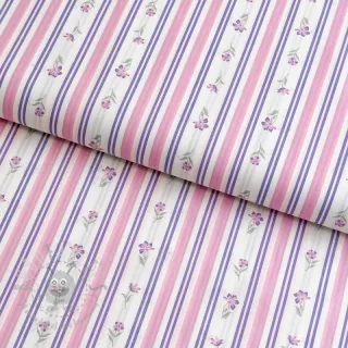 Bombažna tkanina Fine flowers STRIPE purple