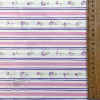 Bombažna tkanina Fine flowers STRIPE purple