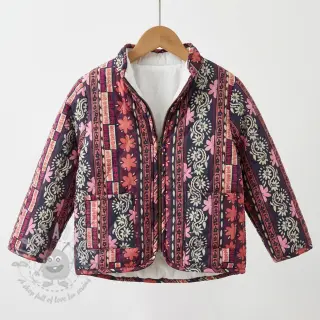 Bombažna tkanina VOILE STEPPED Daria flower aubergine digital print
