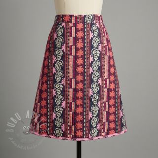 Bombažna tkanina VOILE STEPPED Daria flower aubergine digital print