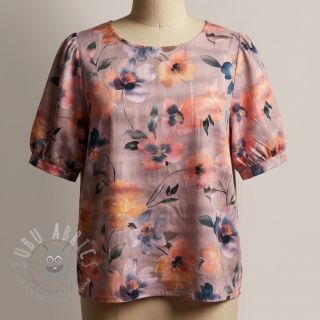 Bombažna tkanina SATIN Penny flower peach digital print