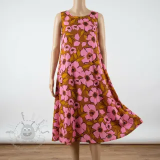 Bombažna tkanina SATIN Flower Kala caramel