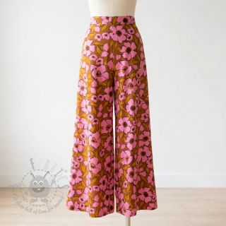 Bombažna tkanina SATIN Flower Kala caramel