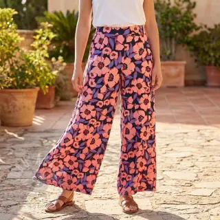 Bombažna tkanina SATIN Flower Kala navy
