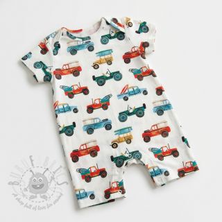 Bombažna tkanina Cars white digital print