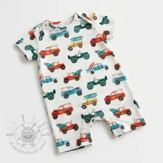 Bombažna tkanina Cars white digital print