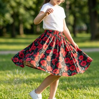 Bombažna tkanina Poppy black digital print