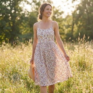 Bombažna tkanina Simie flowers offwhite digital print