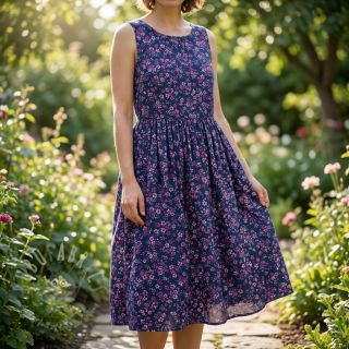 Bombažna tkanina Simie flowers navy digital print