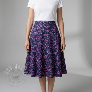 Bombažna tkanina Simie flowers navy digital print