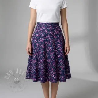 Bombažna tkanina Simie flowers navy digital print