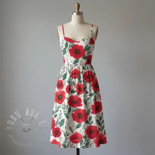 Bombažna tkanina Poppy offwhite digital print