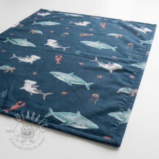 Bombažna tkanina Sea life petrol digital print