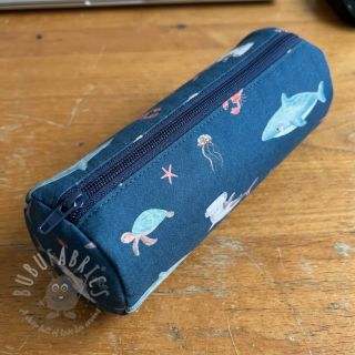 Bombažna tkanina Sea life petrol digital print