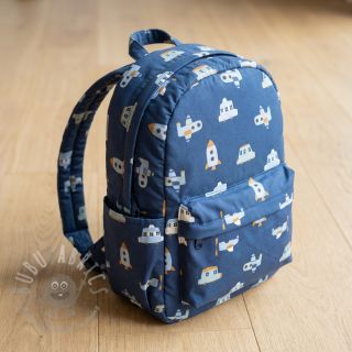 Bombažna tkanina Vehicles navy