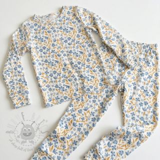 Bombažna tkanina Fine flowers blue